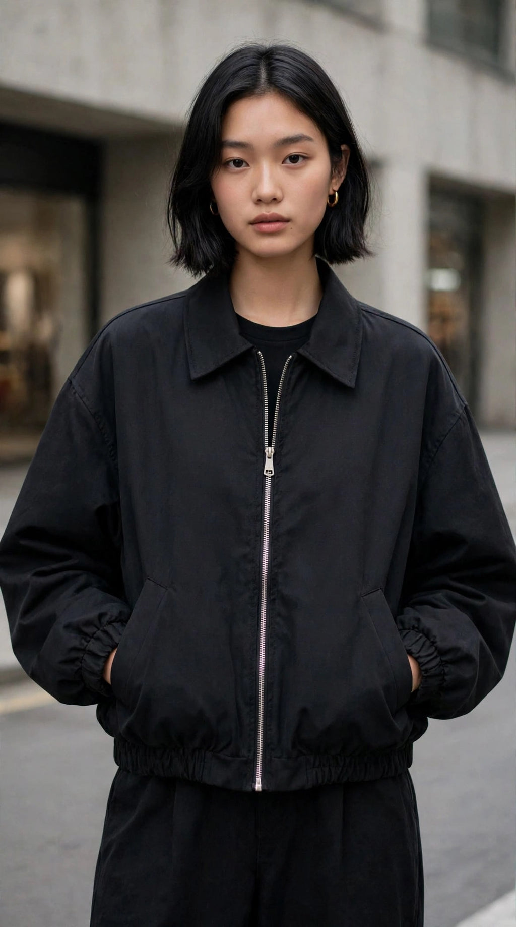 Bomber cropped nero