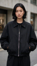 Bomber cropped nero