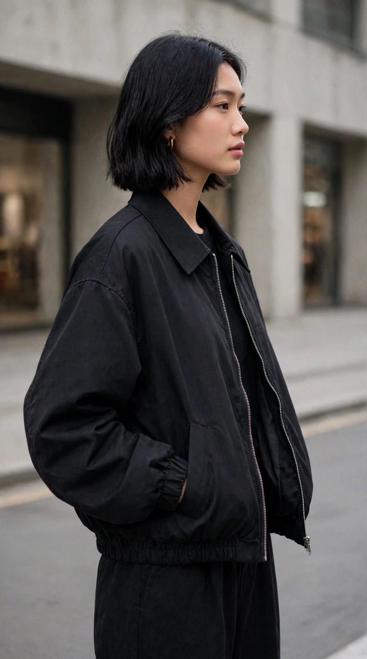 Bomber cropped nero