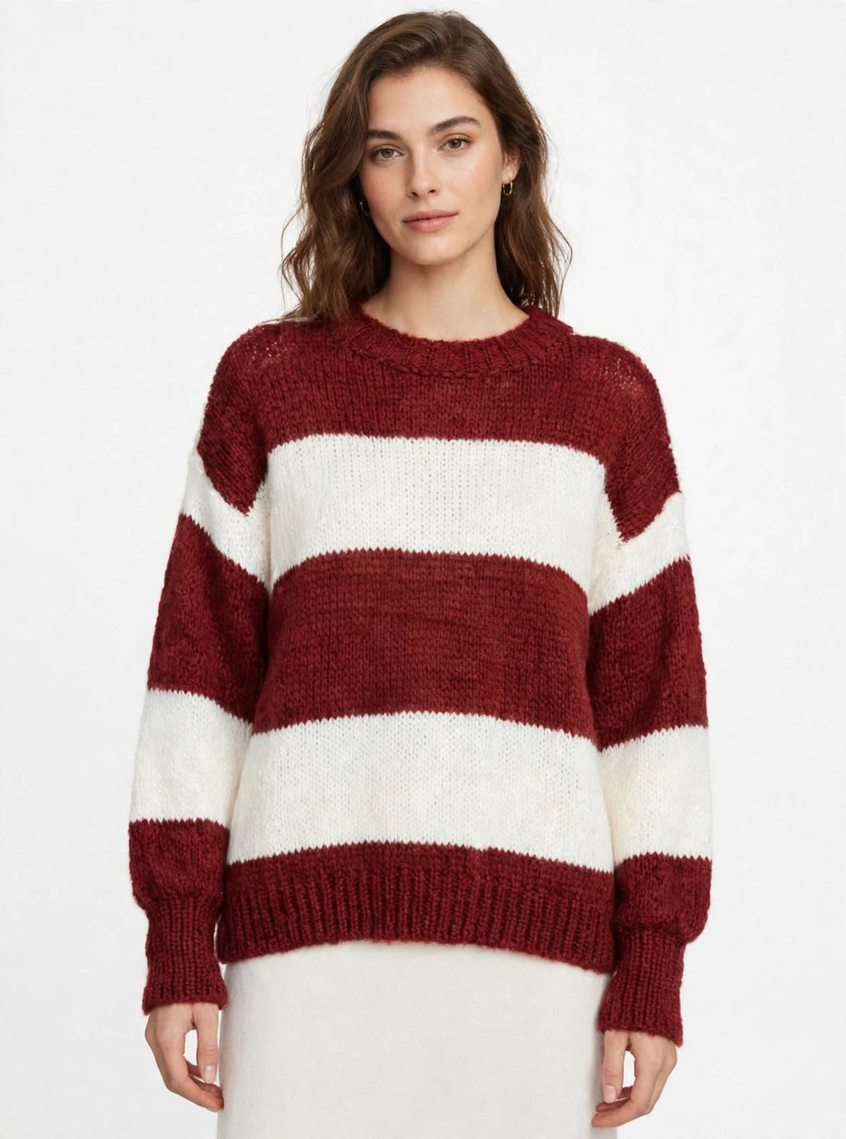 Maglione Rigato Bordeaux e Panna - Oversize