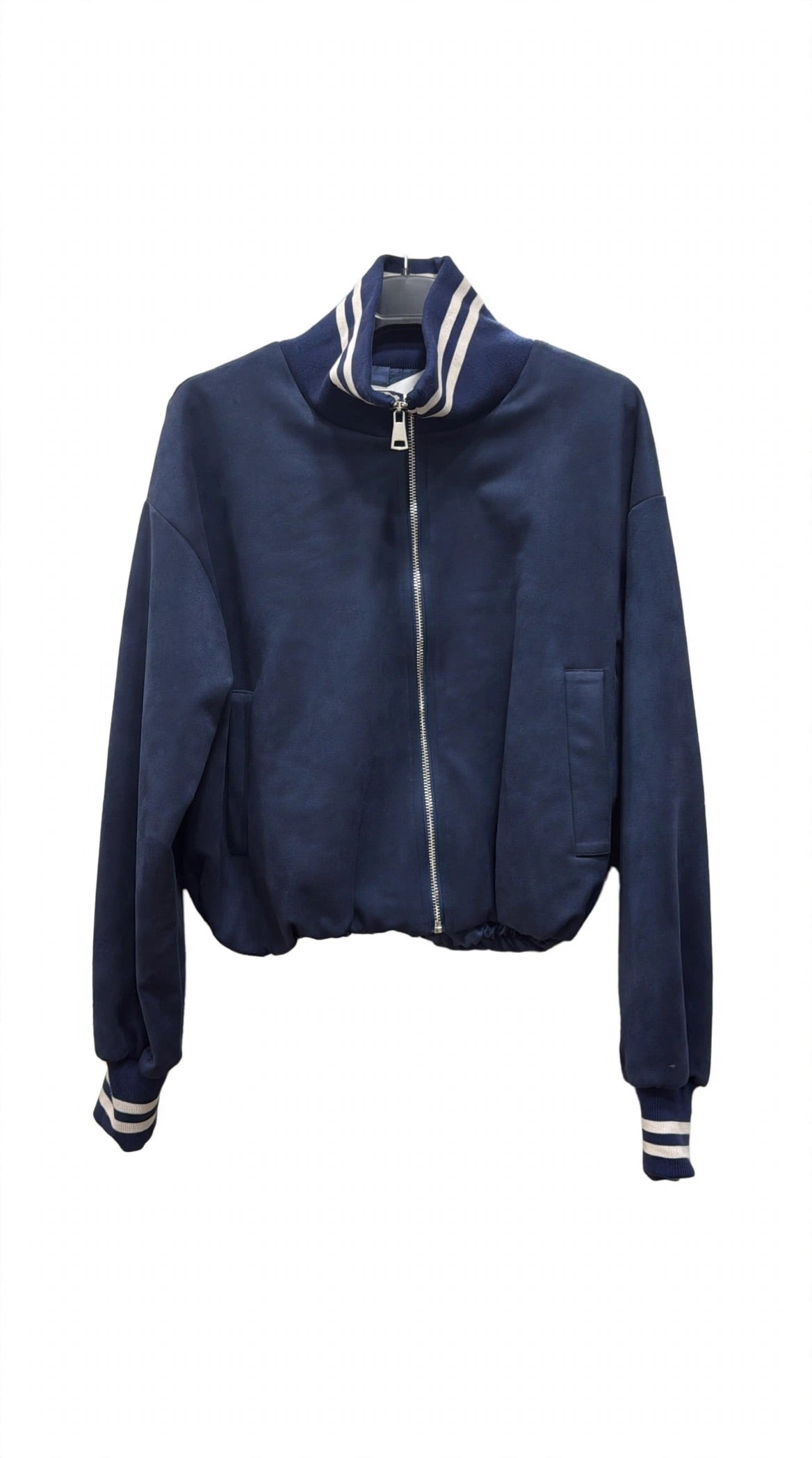 Bomber effetto camoscio blu