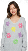 Maglia con fiori colorati lana e viscosa