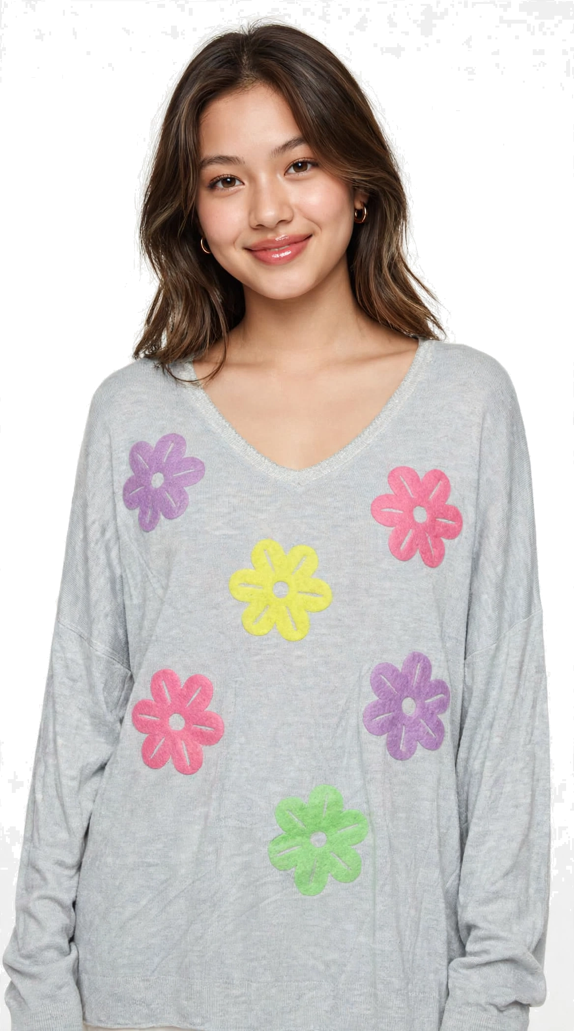 Maglia con fiori colorati lana e viscosa