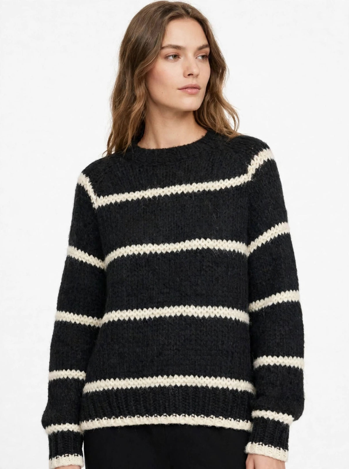 Maglione Rigato Nero e Panna - Oversize