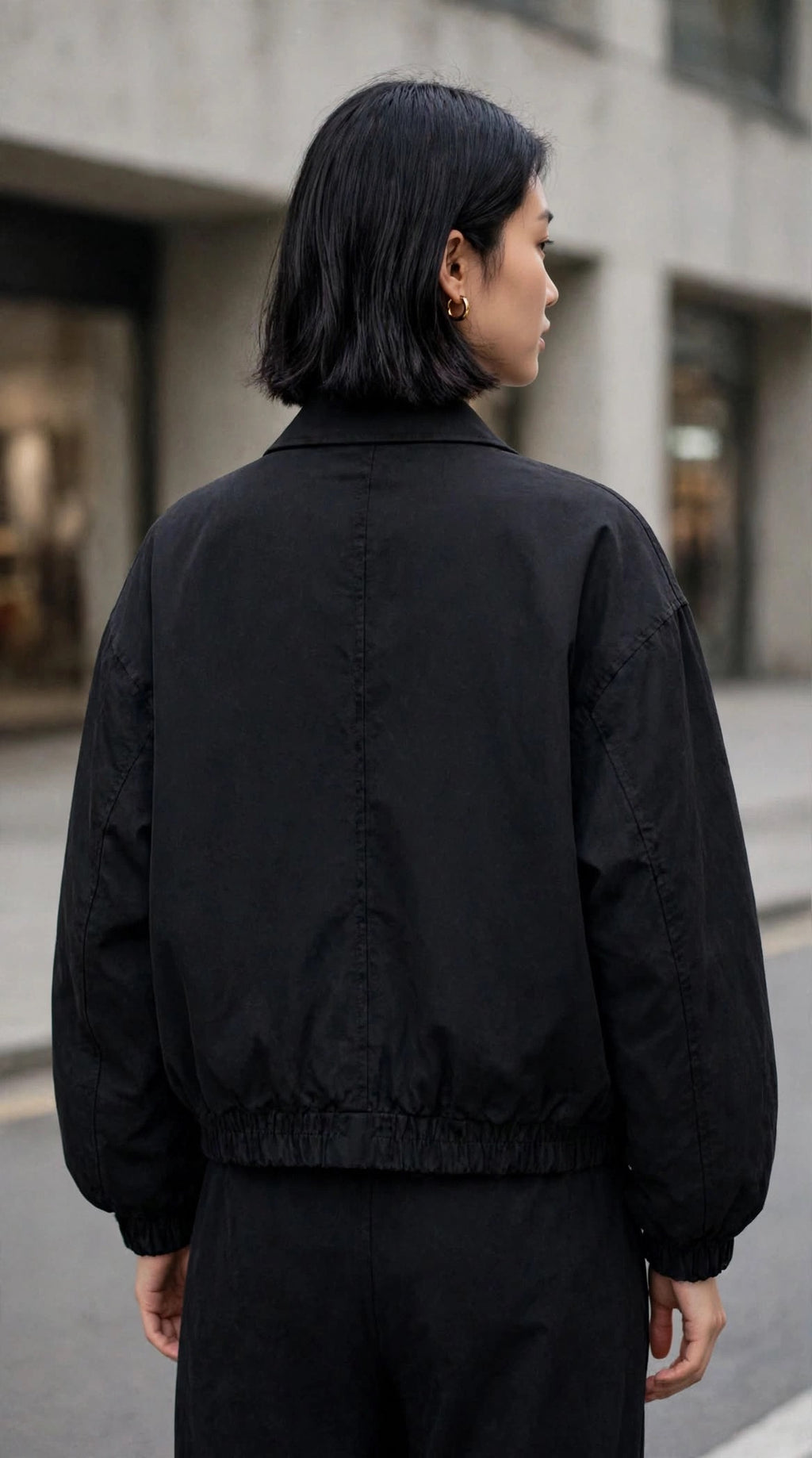 Bomber cropped nero