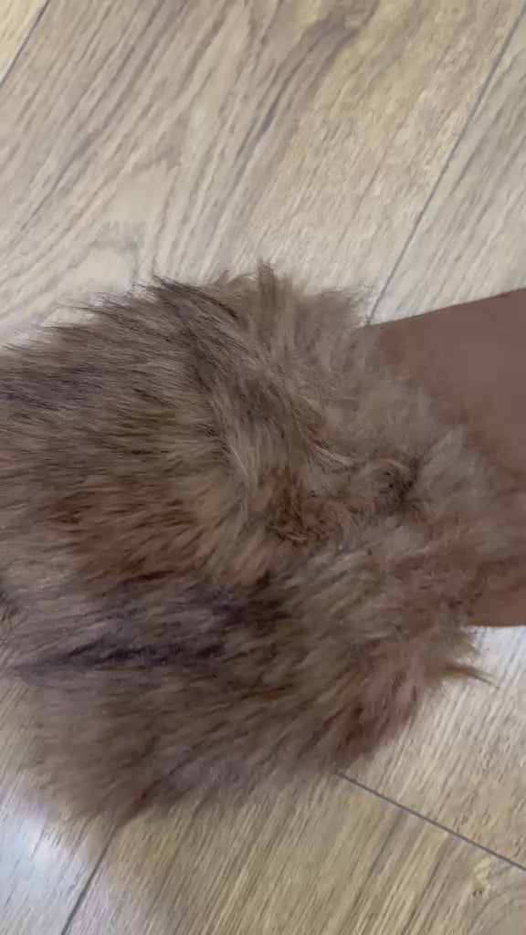 Giacchetta donna scamosciato  color marrone con pelliccia sintetica su polsi e collo